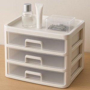 Stackable Plastic Storage Drawers for Desktop Organization Waterproof Makeup Caddy and Small Tool Box Cabinet